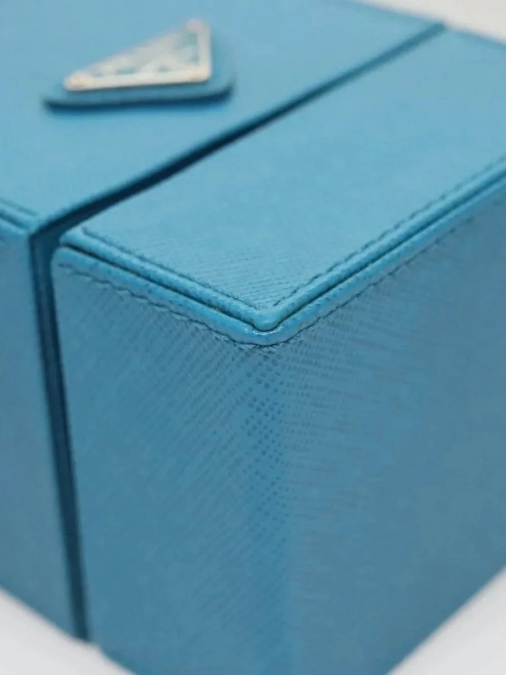 PRADA Cosmetic Pouch Leather Blue Auth 118869M